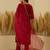 Red premium designer festive wear readymade suit