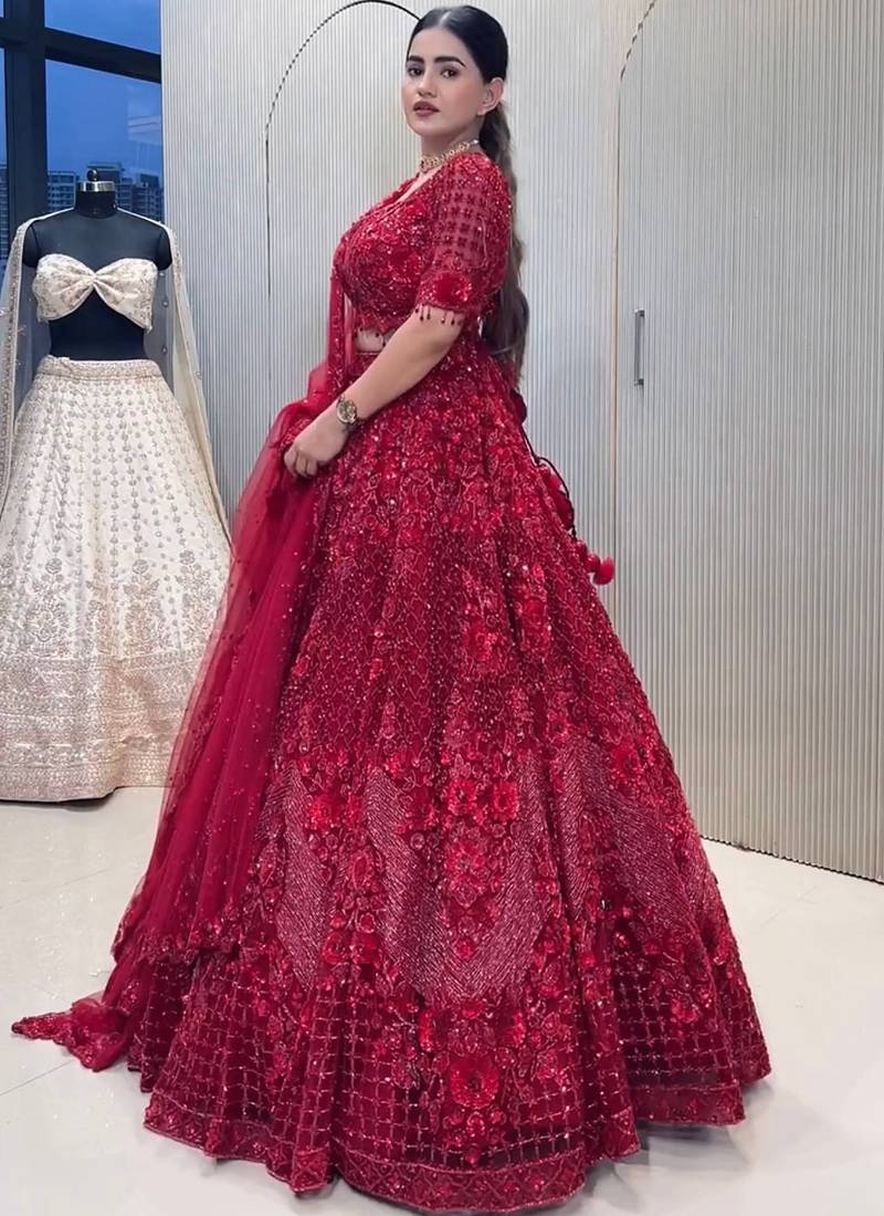 Red Net lehenga Choli