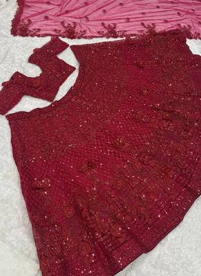 Red Net lehenga Choli 3