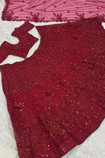 Red Net lehenga Choli