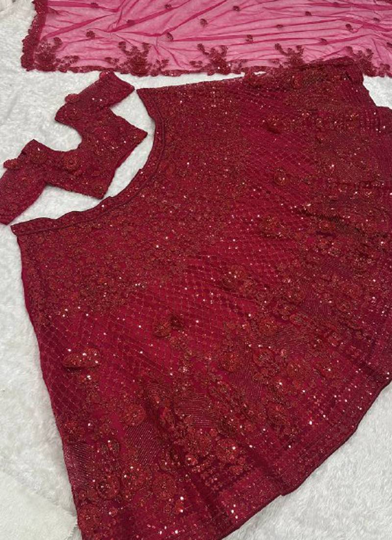 Red Net lehenga Choli