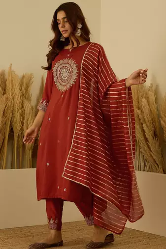 Peach premium designer festive wear readymade suit