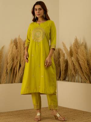 Lemon premium designer festive wear readymade suit 3
