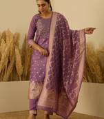 Purple premium designer festive wear readymade suit