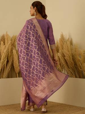 Purple premium designer festive wear readymade suit 3