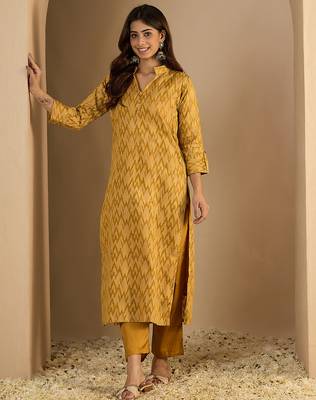 Yellow premium designer festive wear readymade suit 1