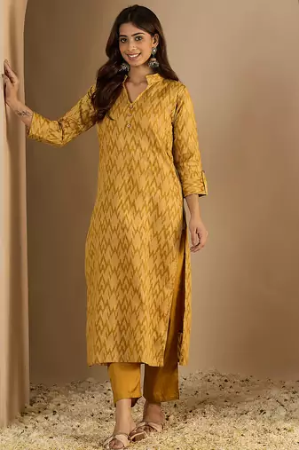 Yellow premium designer festive wear readymade suit