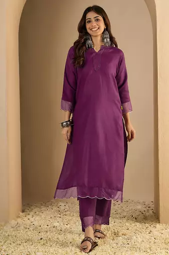 Purple premium designer festive wear readymade suit