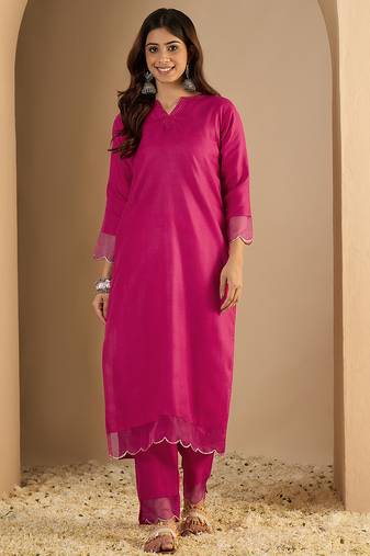 Rani-pink premium designer festive wear readymade suit