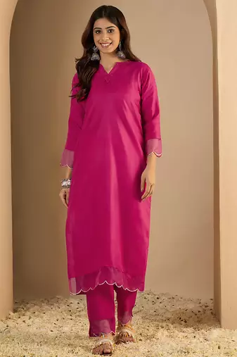 Rani-pink premium designer festive wear readymade suit