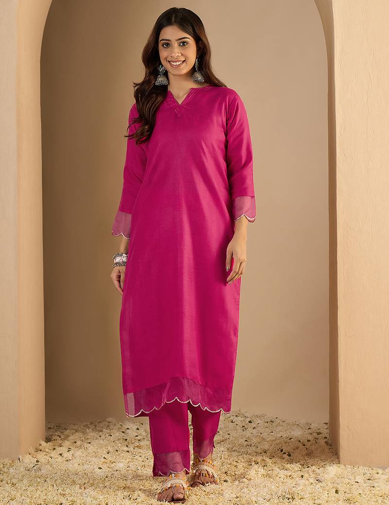 Rani-pink premium designer festive wear readymade suit