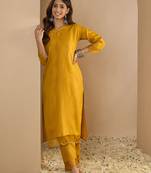 Yellow premium designer festive wear readymade suit