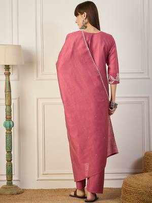 Pink premium designer festive wear readymade suit 2