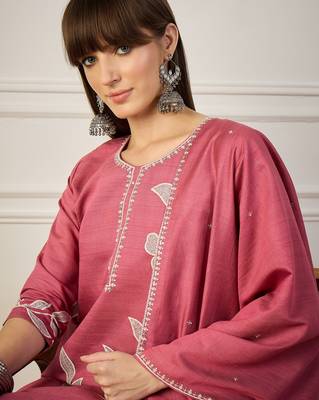 Pink premium designer festive wear readymade suit 3