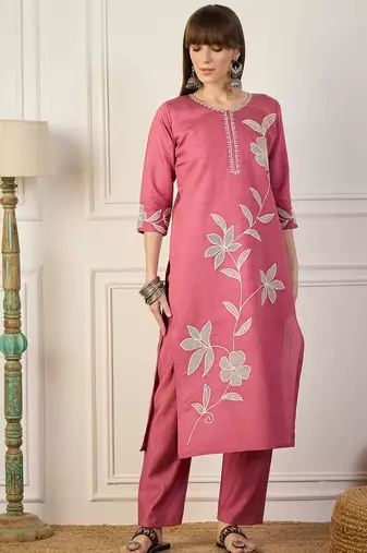 Pink premium designer festive wear readymade suit