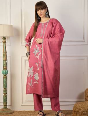 Pink premium designer festive wear readymade suit 1