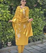 Yellow premium designer festive wear readymade suit