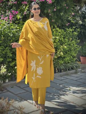 Yellow premium designer festive wear readymade suit 3