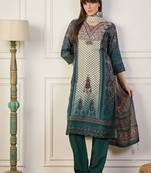 Teal premium designer festive wear readymade suit