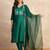Dark-green premium designer festive wear readymade suit