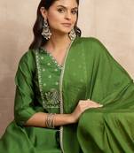 Light-green premium designer festive wear readymade suit