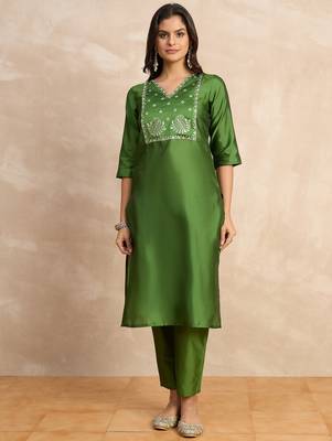 Light-green premium designer festive wear readymade suit 3