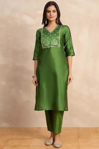 Light-green premium designer festive wear readymade suit