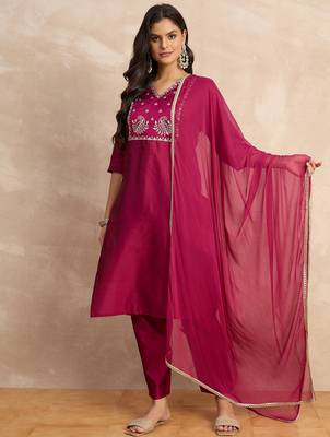 Purple premium designer festive wear readymade suit 1