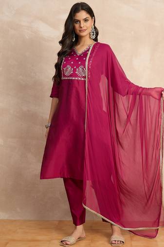 Purple premium designer festive wear readymade suit