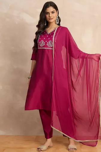 Purple premium designer festive wear readymade suit