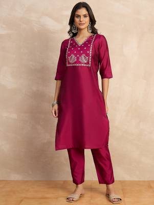Purple premium designer festive wear readymade suit 4