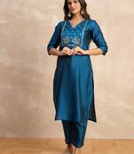 Teal premium designer festive wear readymade suit