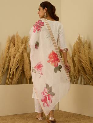 Off-white premium designer festive wear readymade suit 1