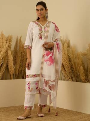 Off-white premium designer festive wear readymade suit 2