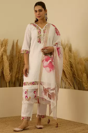 Off-white premium designer festive wear readymade suit