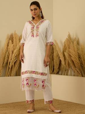 Off-white premium designer festive wear readymade suit 4