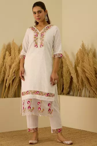 Off-white premium designer festive wear readymade suit