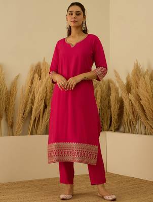 Pink premium designer festive wear readymade suit 1