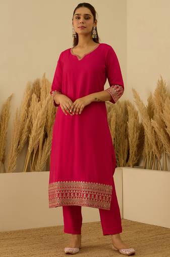 Pink premium designer festive wear readymade suit