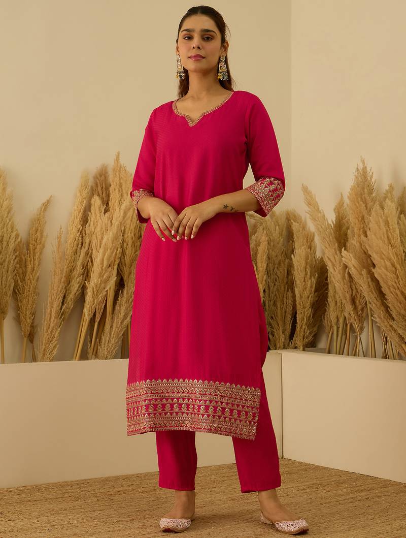 Pink premium designer festive wear readymade suit
