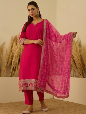 Pink premium designer festive wear readymade suit 2