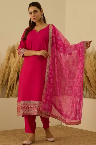Pink premium designer festive wear readymade suit