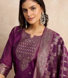 Purple premium designer festive wear readymade suit