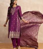 Purple premium designer festive wear readymade suit