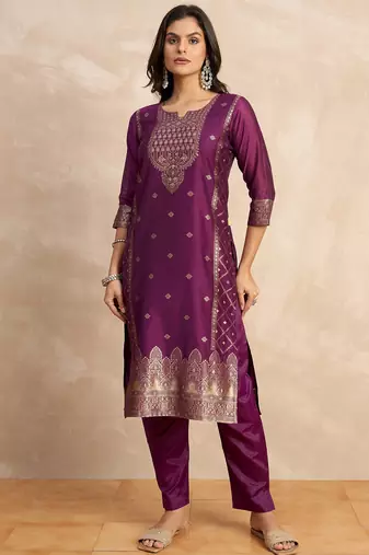 Purple premium designer festive wear readymade suit