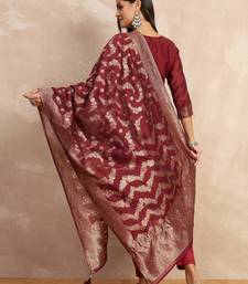 Red premium designer festive wear readymade suit