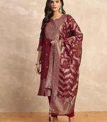 Red premium designer festive wear readymade suit