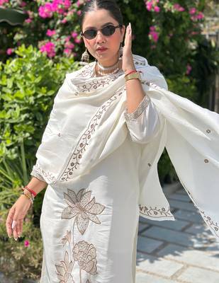 Off-white premium designer festive wear readymade suit 4