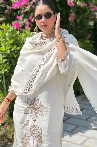 Off-white premium designer festive wear readymade suit