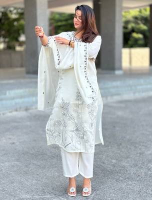 Off-white premium designer festive wear readymade suit 1